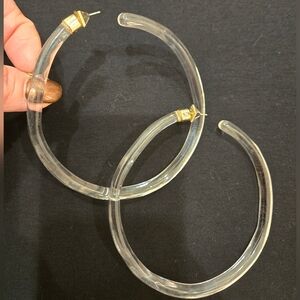 Alexis Bittar Gold and Clear Hoop Earrings